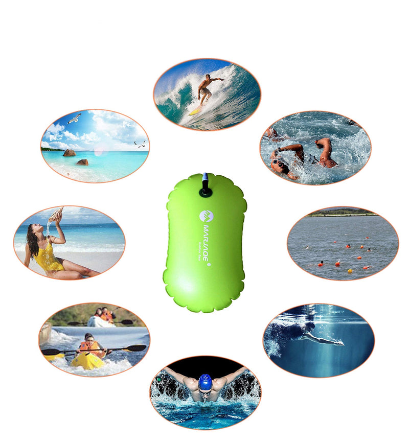 MARJAQE Swim Buoy for Open Water Swimmers Triathletes Kayakers Snorkelers, Swim Float and Drybag for Open Water Swim Buoy Float for Safer Swim Training Green - BeesActive Australia