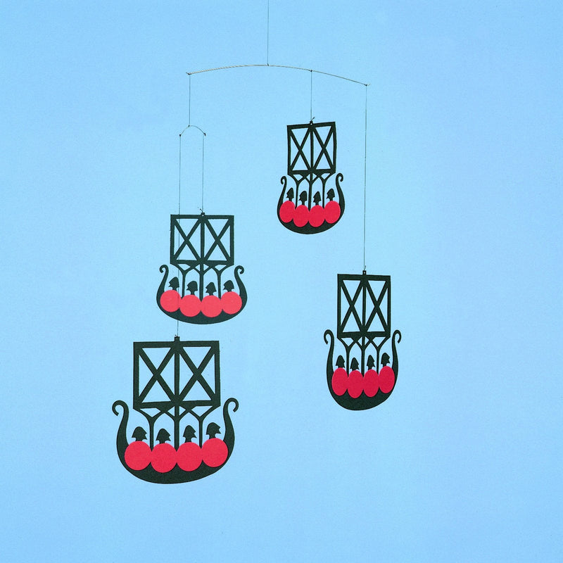 The 4 Vikingships Hanging Mobile - 18 Inches - High Quality - Handmade in Denmark by Flensted - BeesActive Australia