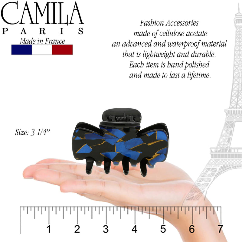 Camila Paris CP2439 French Hair Clip for Women, Large Blue, Handmade Girls Hair Claw Clips Jaw Fashion Durable and Styling Hair Accessories for Women, Strong Hold No Slip Grip, Made in France Blue 3.25" - BeesActive Australia