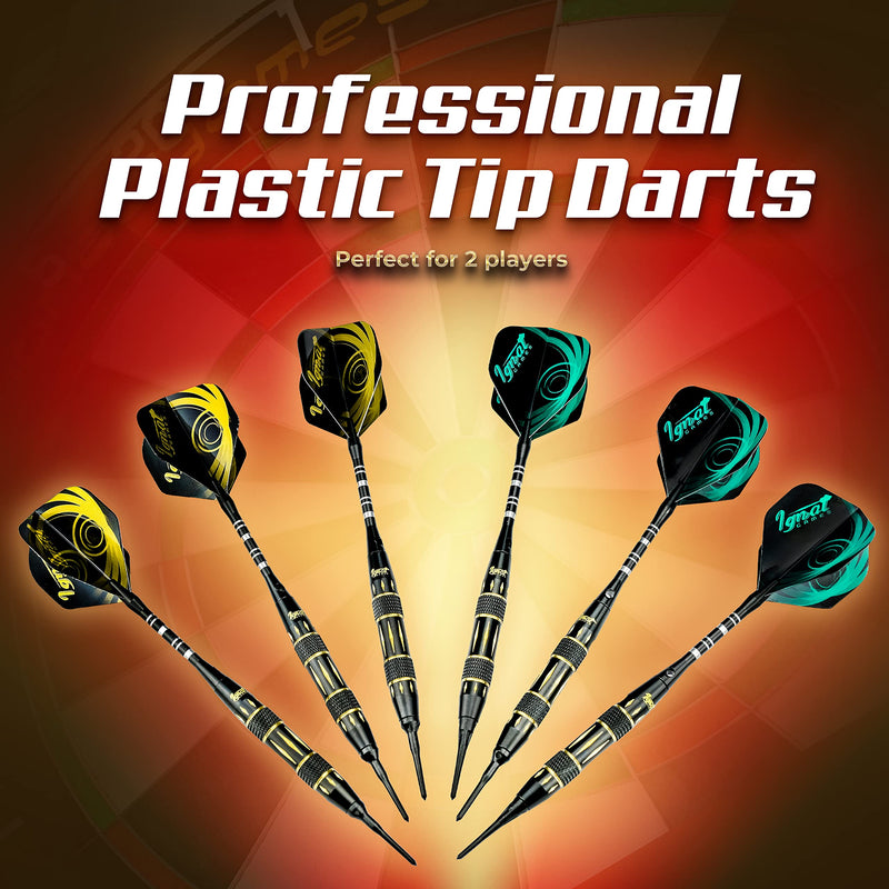 IgnatGames Plastic Tip Darts Set - Soft Tip Darts for Electronic Dart Board - Aluminum Shafts with O'rings, Extra Tips and Extra Flights + Dart Wrench + Innovative Case 18g Sacred Serpent - BeesActive Australia