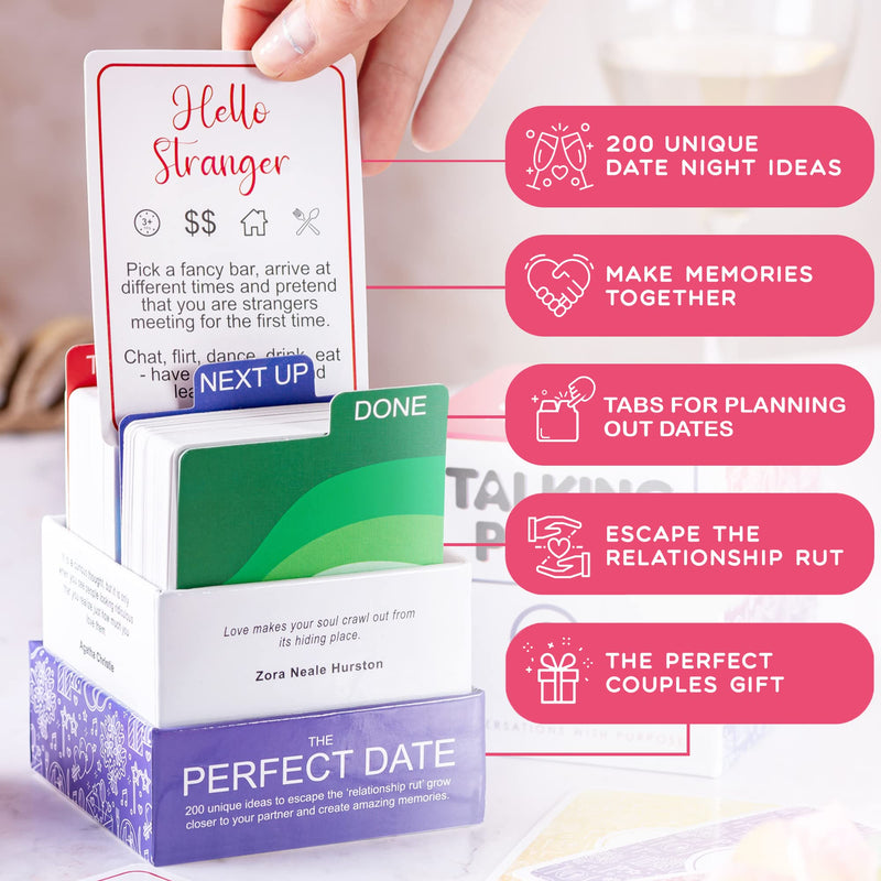 200 Awesome Date Night Ideas - Have Fun and Build Connection with Question Cards, Couples Games and Romantic Adventures - Dating or Married Couples Date Night Kit - Couples Card Games for Adults - BeesActive Australia