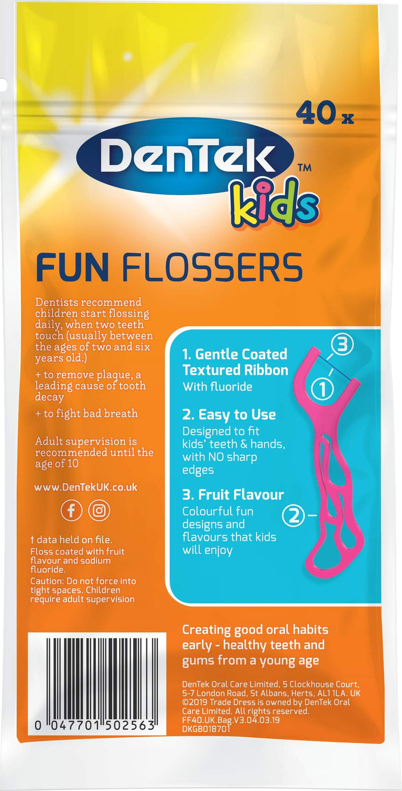 DenTek Kids Fun Flossers, 240 Count Fruit Flavoured Kids Floss Picks, Multicoloured Pack of 6 - BeesActive Australia