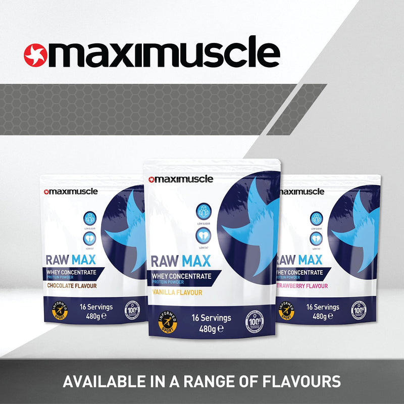 Maximuscle Raw Max | Whey Protein Powder | Protein Shake with Whey Concentrate | Low Fat, Low Sugar, Gluten-Free | Vanilla, 480g - 16 Servings 480 g (Pack of 1) - BeesActive Australia