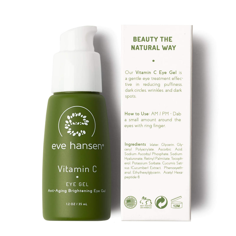 Eve Hansen Dermatologist Tested Vitamin C Eye Gel | Premium, Fragrance Free, Hypoallergenic Skin Brightening Spot Corrector, Eye Puffiness Treatment and Dark Circles Under Eye Treatment | 1.2 oz - BeesActive Australia