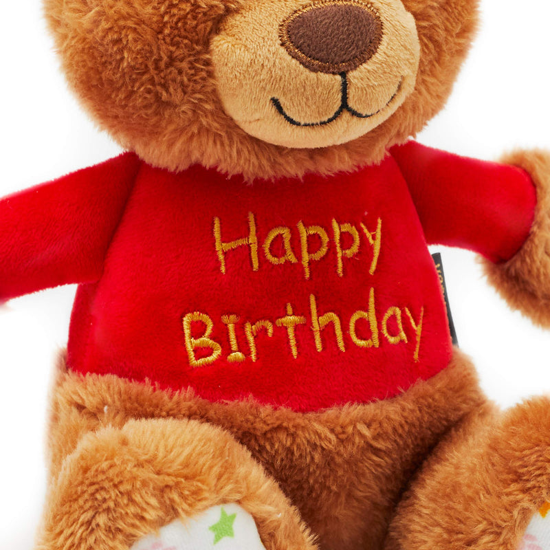 PET London Happy Birthday Bear Dog Toy - Present to Celebrate Dog's Bday or Adoption - Soft Plush Teddy Gift for Dog or Pup with Embroidered Birthday Message, Squeaky, Stylish Great Animal Gift - BeesActive Australia