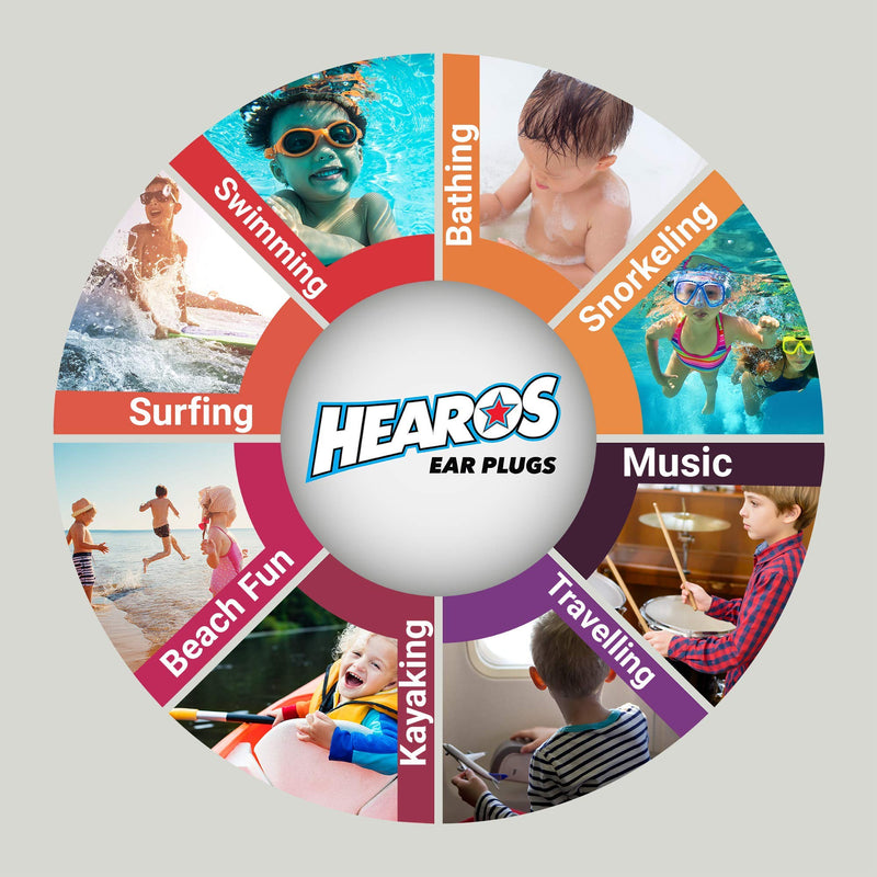 HEAROS Reusable Kids Ear Plugs for Swimming - Floating Silicone Putty, One Size Fits All Mouldable for Ultimate Comfort, Waterproof to Prevent Swimmers Ear, 6 Pairs with Case NRR 22 Hearing Protection - BeesActive Australia