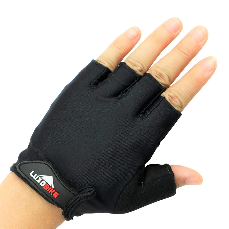 LuxoBike Cycling Gloves Bicycle Gloves Bicycling Gloves Mountain Bike Gloves – Anti Slip Shock Absorbing Padded Breathable Half Finger Short Sports Gloves Accessories for Men/Women Black 100 - Half Finger Small - BeesActive Australia