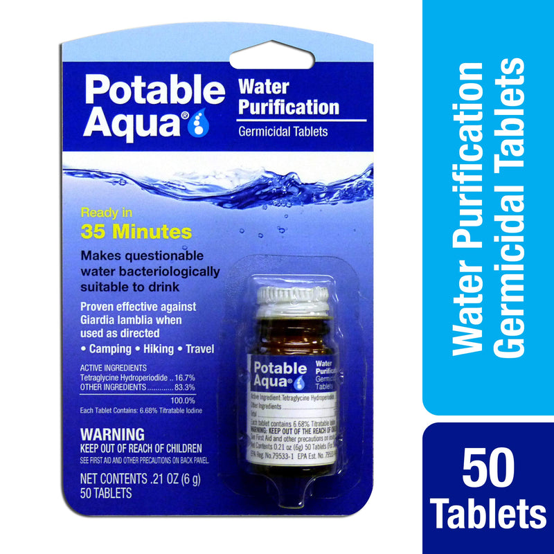 Potable Aqua Water Purification, Water Treatment Tablets - 50 count Bottle - BeesActive Australia