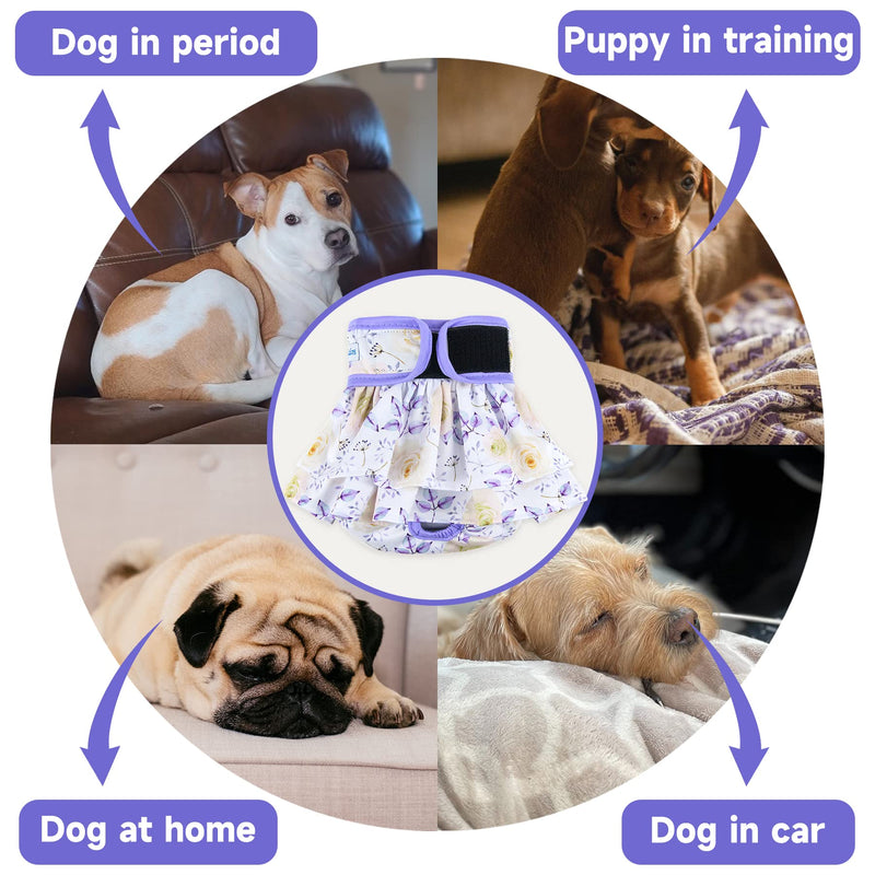 Leekalos Reusable Dog Diapers Female Easy to Put No Leak Dog Diapers for Heat Cycle Diapers for Dogs Female High Absorbent Puppy Diapers Washable Dog Diapers Flower Leaves Medium (Pack of 3) - BeesActive Australia