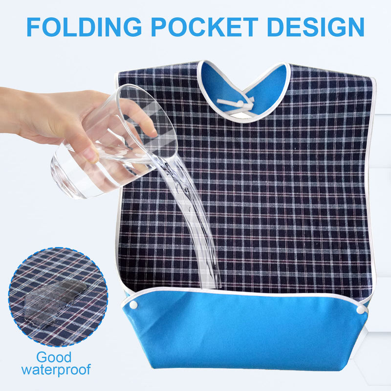 Adult Bibs - 3 Pack Waterproof Adult The Eldly Bib with Snaps, Reusable Adult Bib for Eating, Washable Dining Bibs for Elderly, Clothing Protector for Elderly Men Women and Disabled (Blue, Green, Red) - BeesActive Australia