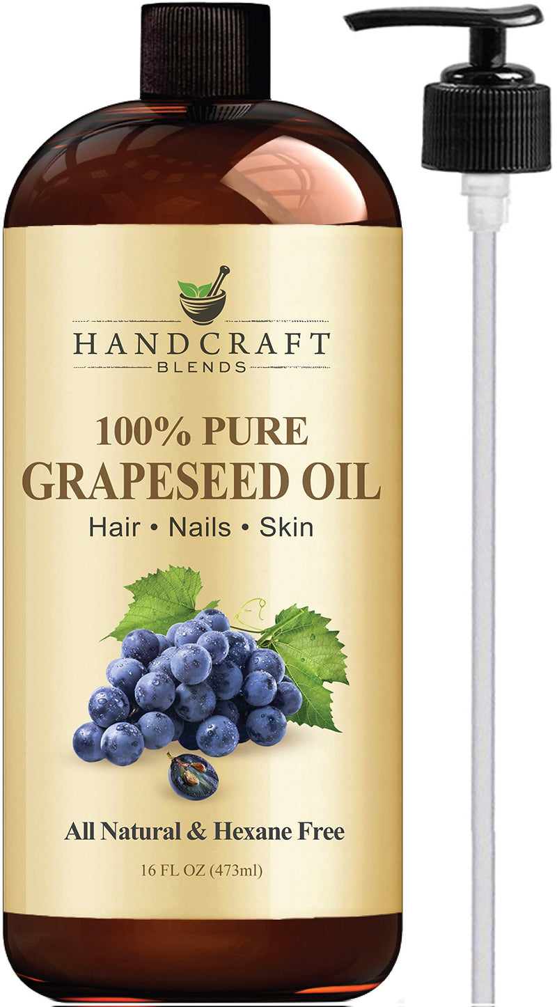 Handcraft Grapeseed Oil - 100% Pure and Natural - Premium Therapeutic Grade Carrier Oil for Aromatherapy, Massage, Moisturizing Skin and Hair Huge - 16 fl. oz - BeesActive Australia