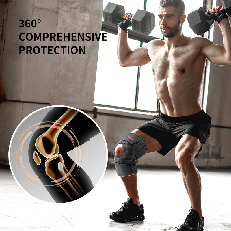 PROIRON Knee Support with Side Stabilizers & Patella Gel Pads, Adjustable Compression Knee Brace for Meniscus Tear, Arthritis, Men Women Injury Recovery, ACL, Joint Pain, Running, Walking, Sports Gray - BeesActive Australia