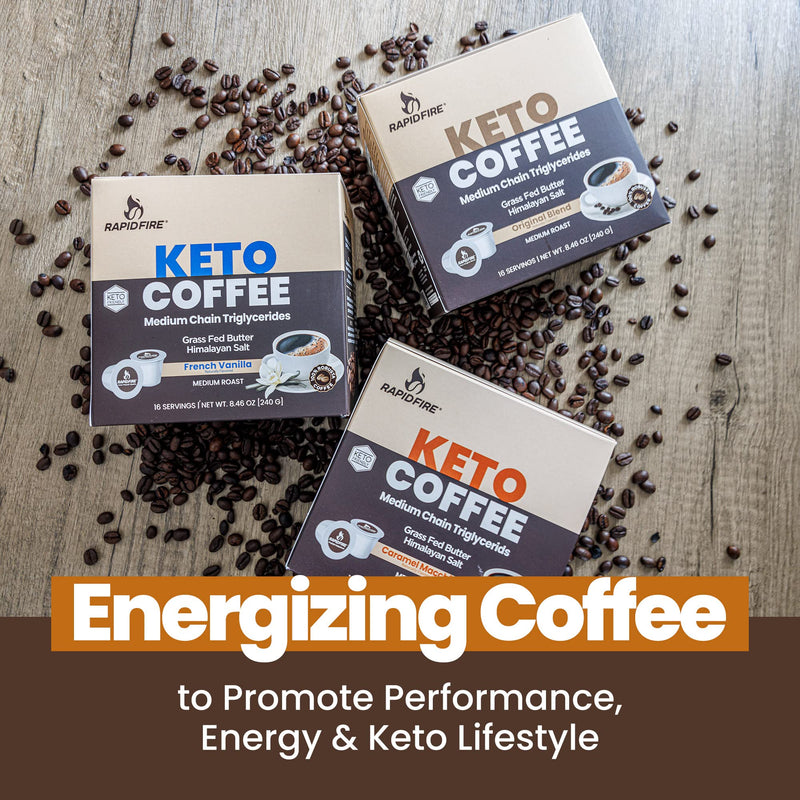 Rapidfire Caramel Macchiato Ketogenic High Performance Keto Coffee Pods, Supports Energy & Metabolism, Weight Loss Diet, Single Serve K Cup, Brown, 16 Count (Packaging May Vary) - BeesActive Australia