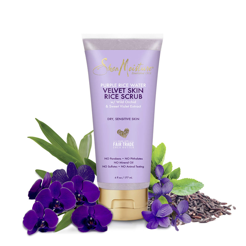 SheaMoisture Velvet Skin Rice Scrub Exfoliating Scrub for Dry Skin Purple Rice Water with Shea Butter 6 oz - BeesActive Australia