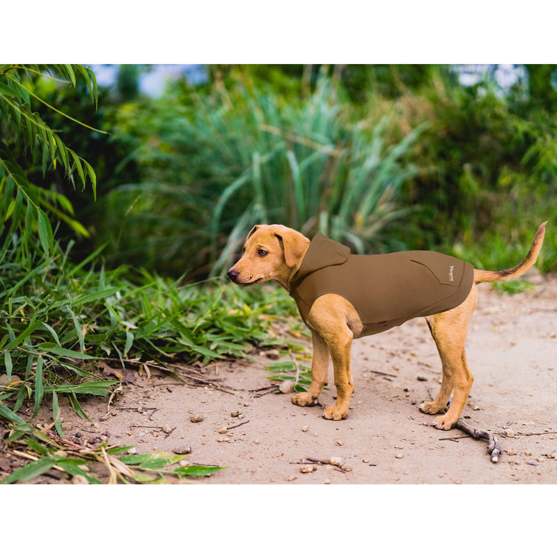 Kickred 2 Pieces Dog Hoodie Sweaters, Spring Dog Vest Sweatshirt with Hat & Pocket & Leash Hole, Basic Pet Clothes Hoodies for Small Medium Large Dogs L Black & Brown/Sleeveless - BeesActive Australia