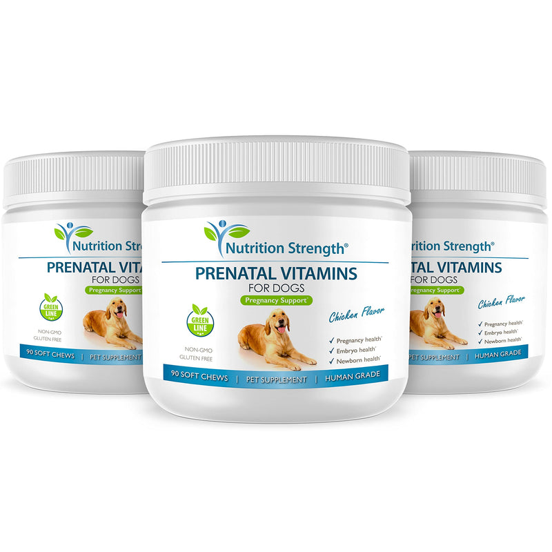 Nutrition Strength Prenatal Vitamins for Dogs to Support Development of Healthy Puppies, Promote Milk Production, with Folic Acid, Iron, Zinc, Iodine, B Vitamins for Pregnant Dogs, 90 Soft Chews - BeesActive Australia