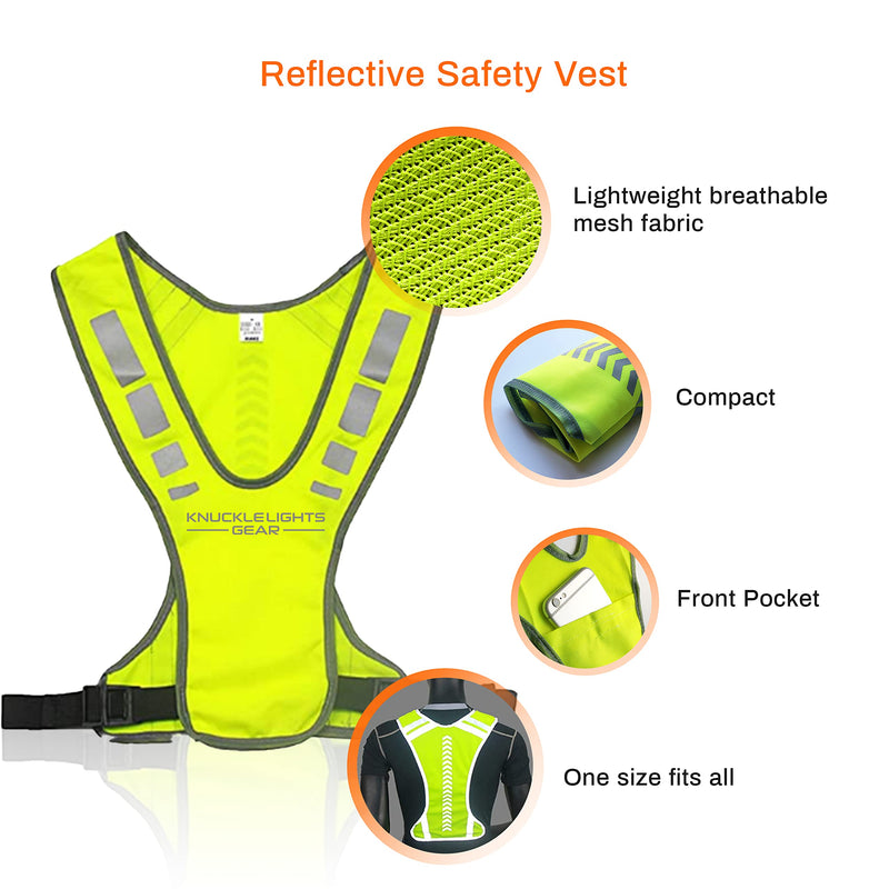Reflective Running Gear Safety Bundle - Reflective Vest + LED Safety Light (2 Pack) + Reflective Bands | Running Accessories, Cycling, Hiking and Reflective Walking Gear for All Outdoor Adventures - BeesActive Australia