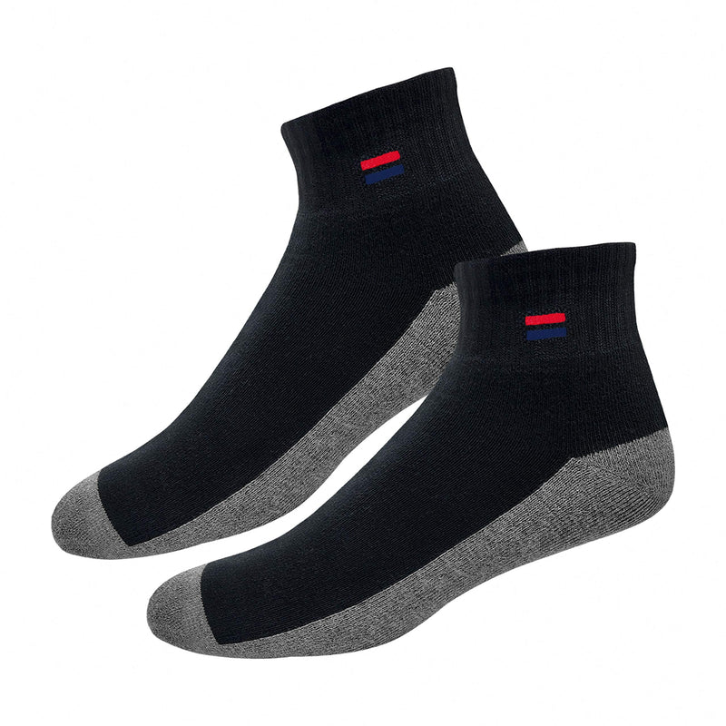 NAVYSPORT Men's Solid Cushion Comfort Athletic Quarter Socks for Running, Training, Casual Wear Pack of 6 7-12 Black (3 Pairs), Grey (3 Pairs) - BeesActive Australia