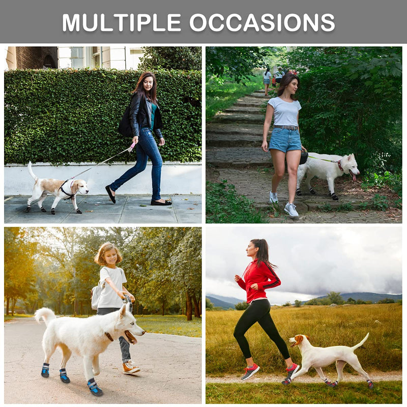 Dog Shoes for Hot Pavement, Mesh Dog Boots with Rugged Anti-Slip Sole, Summer Dog Booties Breathable Durable with Adjustable & Reflective Straps for Medium Large Dogs Hiking Jogging Backpacking #4 Black-4pcs - BeesActive Australia