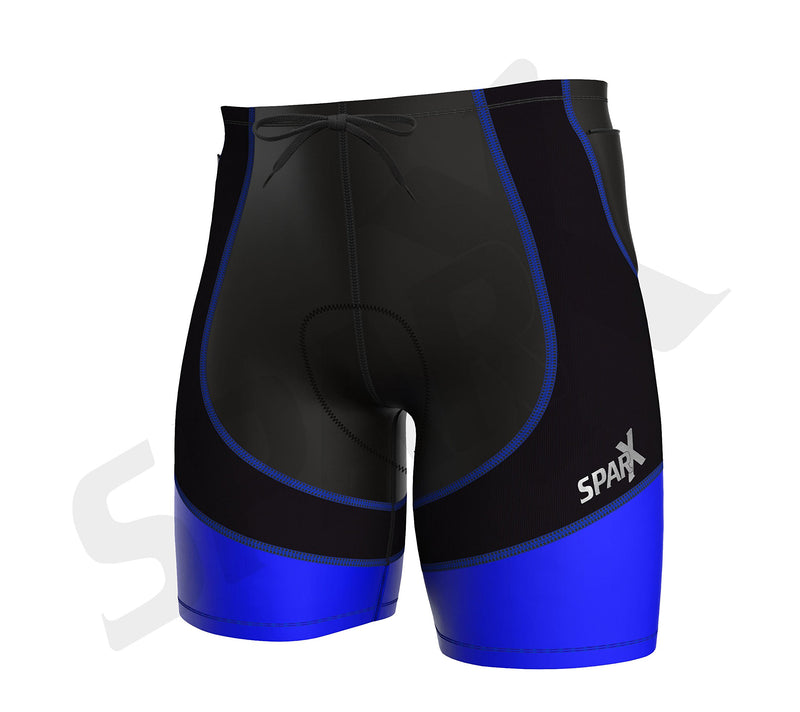 Sparx X Energy Men's Compression Triathlon Short Tri Cycling Bike Swim Run Black/Blue Small - BeesActive Australia