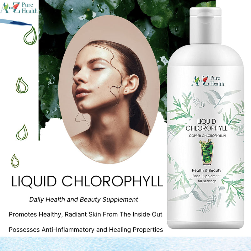 Liquid Chlorophyll Drops 500ml | Daily Health & Beauty Detox Supplement UK Made | Skin Health, Anti-Inflammatory & Healing Properties (Mint Flavour) |Take with Water |Copper Chlorophyllin Drink|Vegan - BeesActive Australia