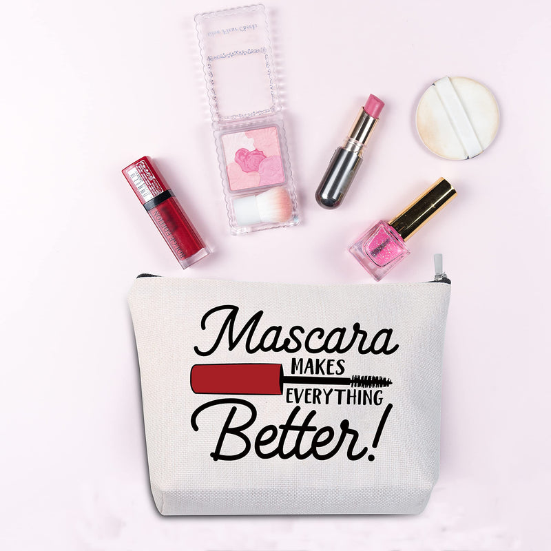 JXGZSO Mascara Makes Everything Better Make Up Bag Cosmetic Bag (Mascara Makes White) Mascara Makes White - BeesActive Australia