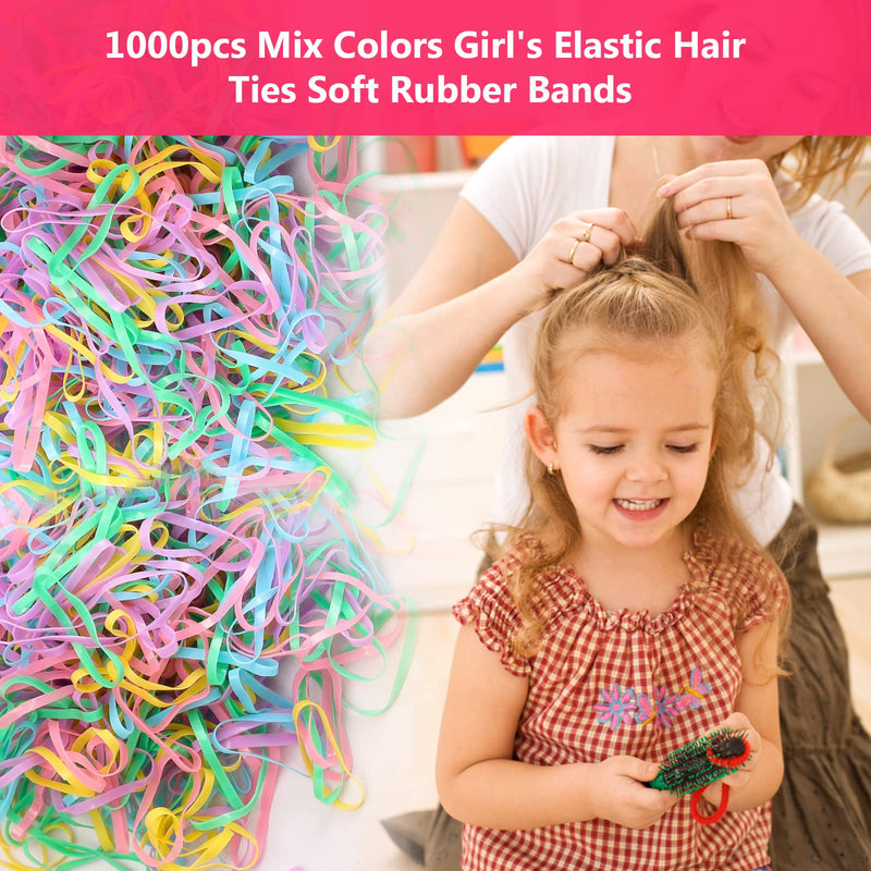 1221Pcs Girls Hair Accessories Set, Girls Hair Clips and Hair Elastic Bands Set Candy Colors Headdress Flower Hair Clip Elastic Rubber Hair Ties - BeesActive Australia