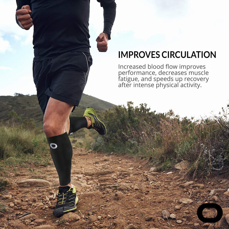 Crucial Compression Calf Sleeves for Men & Women (Pair) - Instant Shin Splint Support, Leg Cramps, Calf Pain Relief, Running, Circulation and Recovery Socks - Premium Compression Sleeve for Calves Small / Medium (11-15" Calf) Black - BeesActive Australia