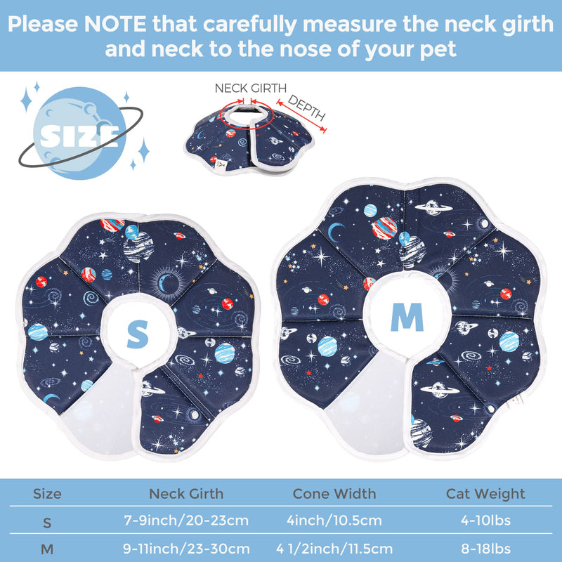 ComSaf Soft Cat Recovery Collar, Protective Adjustable Pet Cone Collar for After Surgery, Comfortable Lightweight Elizabethan Collar for Cat Kitten Prevent from Licking Wounds, Not Block Vision S (Neck:7-9 in) - BeesActive Australia