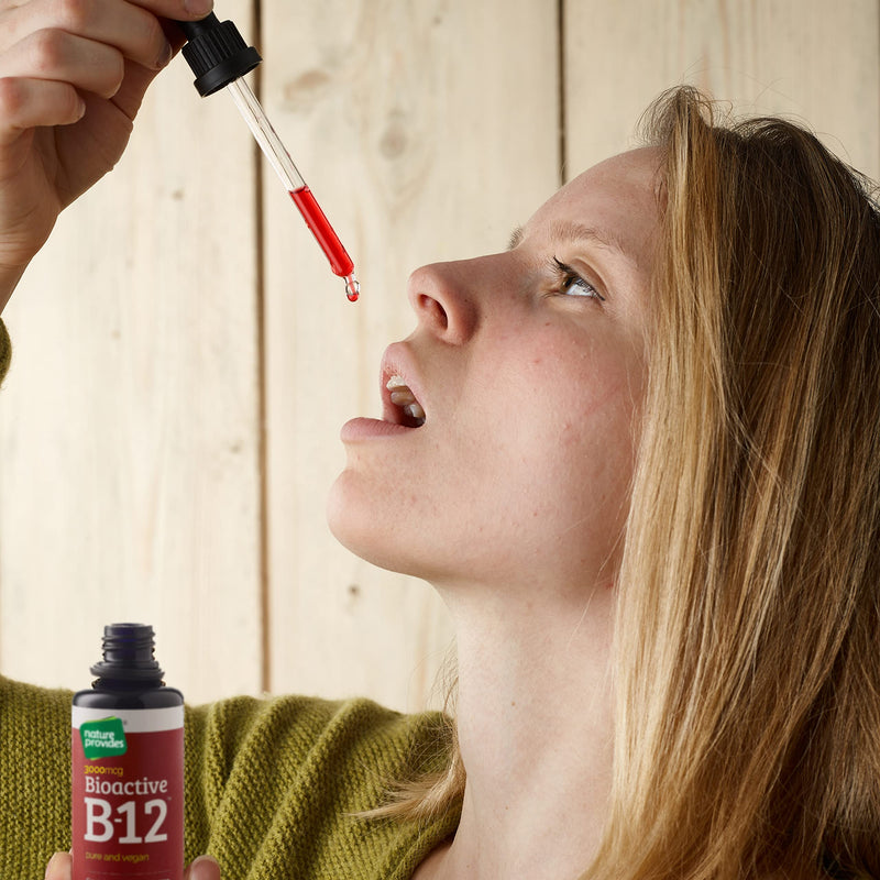 Nature Provides Vitamin B12 Liquid Drops 3000 mcg Methylcobalamin + Adenosylcobalamin (50ml) High Strength Bioactive Vegan Energy & Sleep Sublingual. Like B12 injections. Made in The UK. - BeesActive Australia