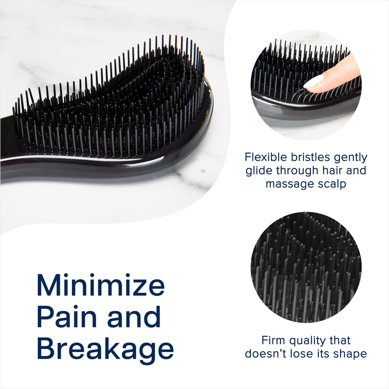 Crave Naturals Glide Thru Detangling Hair Brush for Adults & Kids Hair - Detangler Brush for Natural, Curly, Straight, Wet or Dry Hair - Hairbrush for Men & Women - 1 Pack - Black - BeesActive Australia