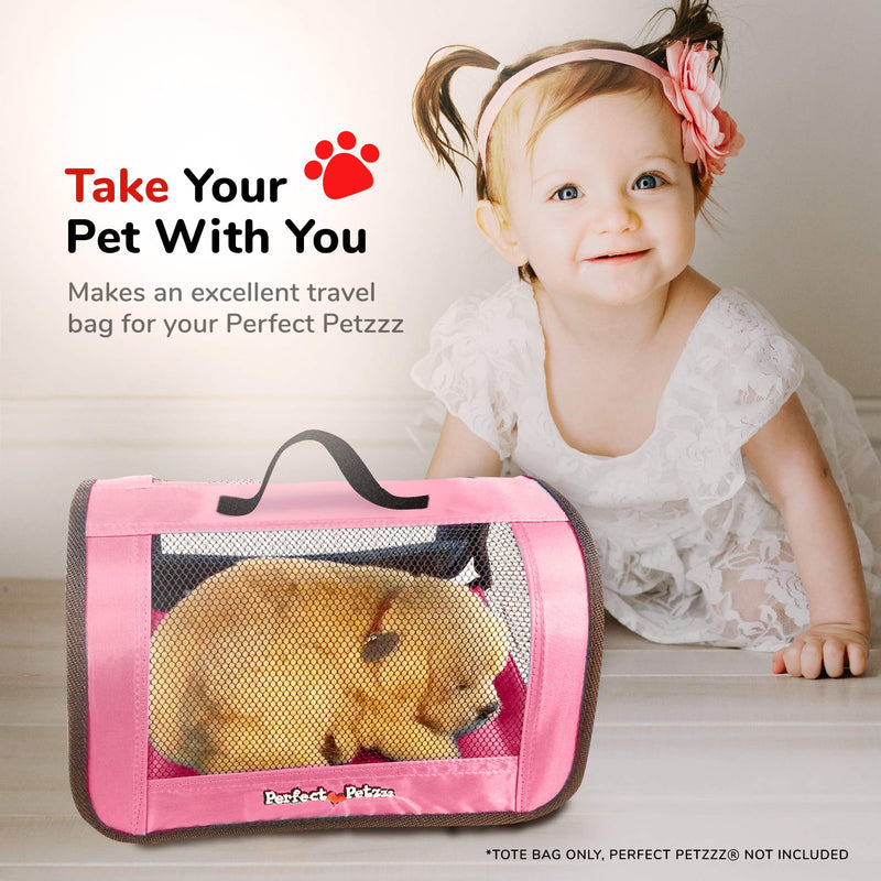 Perfect Petzzz Tote for Lifelike Stuffed Interactive Pet Dogs and Cats, Nylon and Mesh Toy Carrier for Pet Animals, Zippered Carrying Case Accessory (Pink) Accessories Pink - BeesActive Australia