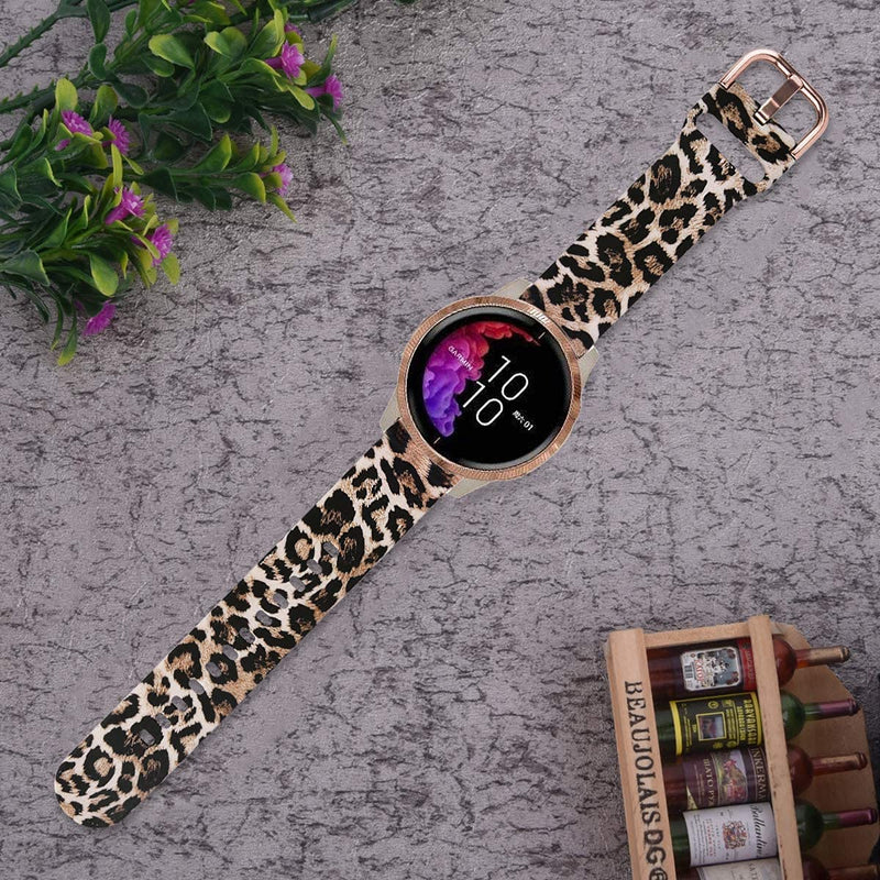 ViCRiOR Bands Compatible with Garmin Venu Smart Watch, Quick Release Soft Silicone Fadeless Pattern Printed Floral Replacement Band for Garmin Vivoactive 3 / Vivomove Luxe / Vivomove HR 3 Pack（Leopard + White + Pink） - BeesActive Australia