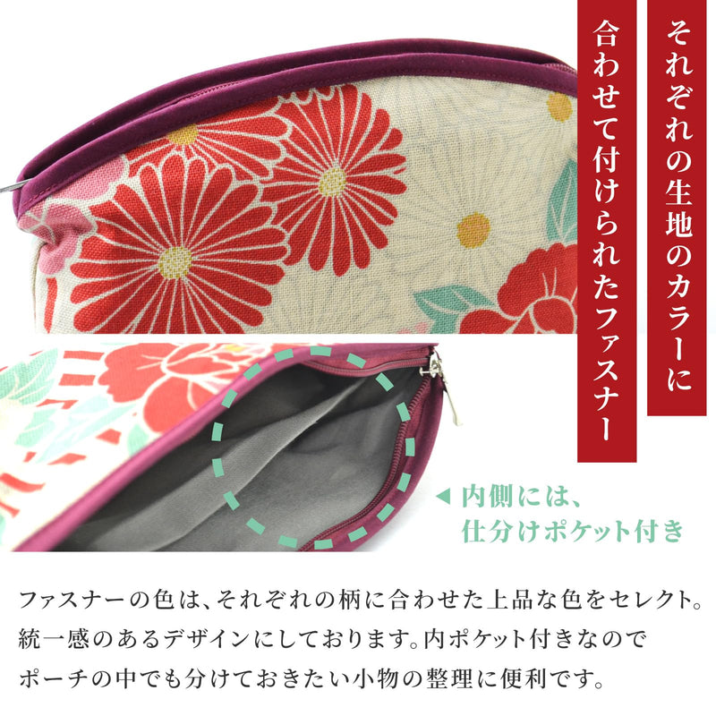 Small Makeup Bag (Retro Flower) Made in Japan/Cute Floral Makeup Bag Japanese Design Travel Cosmetic Pouch for Women Girls and Man (Pinkbeige) Pinkbeige - BeesActive Australia