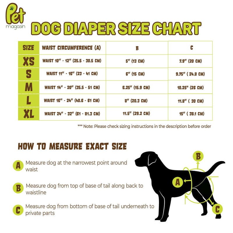 Pet Magasin Reusable Washable Dog Diapers (Pack of 3), Highly Absorbent with Strong & Flexible Velcro Trending Small (11”-16” Waist) - BeesActive Australia