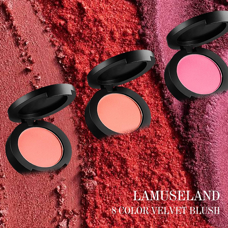 LAMUSELAND 8 Colors Soft Velvet Blush Matt Lasting Blusher (B04 DESIRE) B04 DESIRE - BeesActive Australia