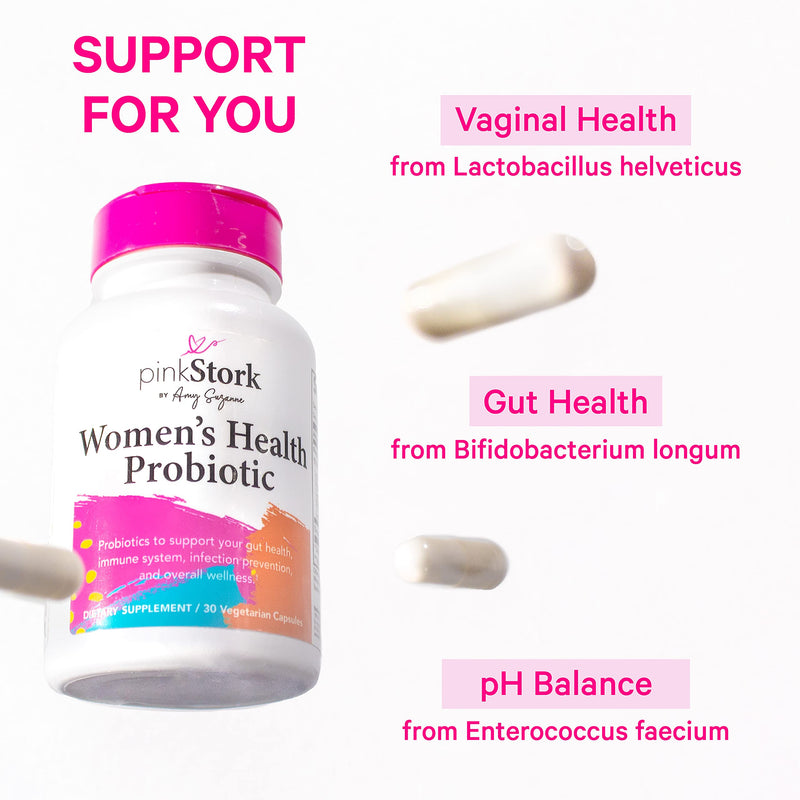 Pink Stork Women’s Health Probiotic: Probiotics for Women, Vaginal Health, pH Balance, Bloating Relief, Gut Health, Immune Support, Digestive Health, 10 Billion CFUs, Women-Owned, 30 Capsules - BeesActive Australia