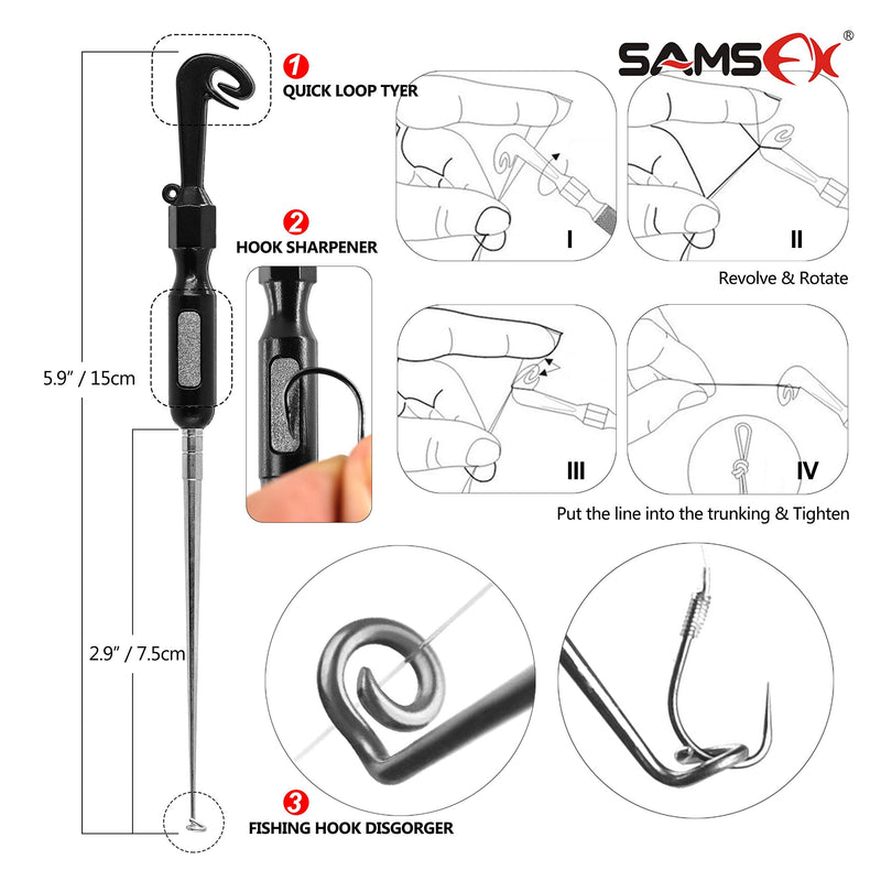 SAMSFX Fishing Knot Tying Tool, Quick Loop Tyer, Hook Remover, Hair Rig Tying Tool and Zinger Retractors - BeesActive Australia