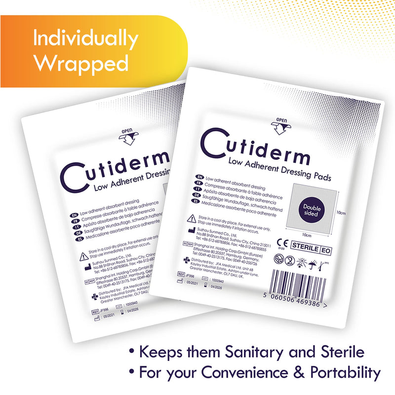 Cutiderm Low Adherent Sterile Absorbent Wound Dressing Pad 10cm x 10cm - Box of 25 10cm x 10cm (Pack of 25) - BeesActive Australia
