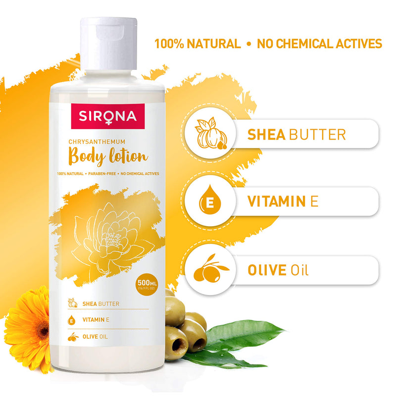 Sirona Natural Soothing Chrysanthemum Body Lotion (16.9 Ounces) | Contains Shea Butter, Vitamin E and Olive Oil, No Chemical Actives - BeesActive Australia