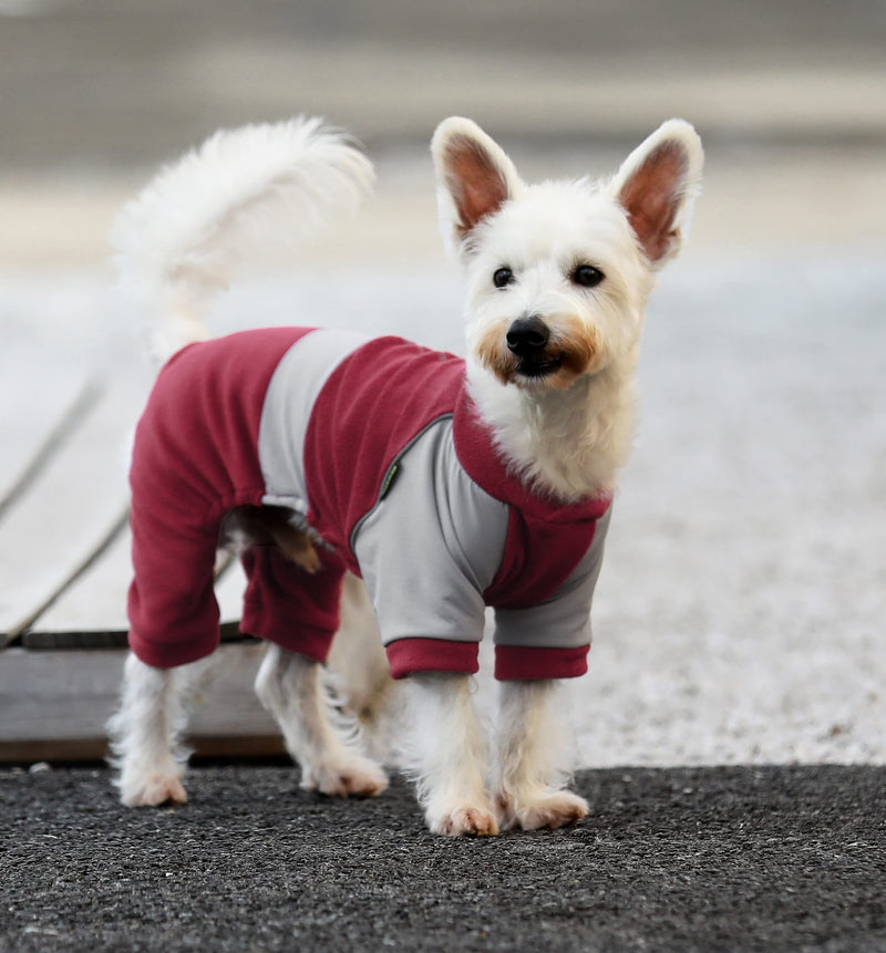 Fitwarm 4 Legs Fleece Dog Sweater with Reflective Stripe, Dog Winter Clothes for Small Dogs, Athleisure Pet Jumpsuit, Cat Apparel Medium Red - BeesActive Australia