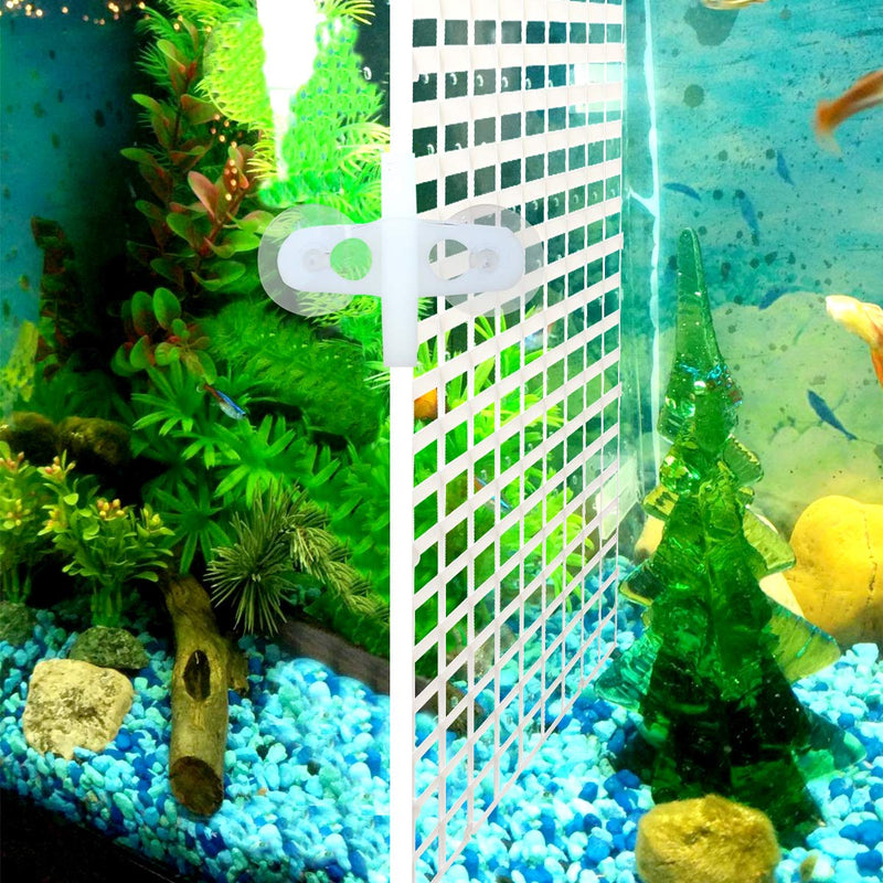 Senzeal 4PCS Aquarium Grid Divider Tray Egg Crate Aquarium Fish Tank Bottom Divider Isolation Board with Sucker Clips White - BeesActive Australia