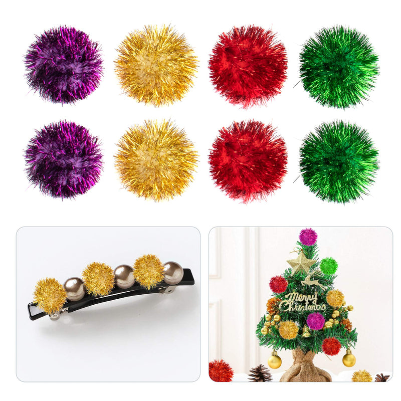 AUEAR, 2 Inch Sparkle Ball Shiny Tinsel Pom Poms Interactive Balls Cat for Kittens 12 Pack 4 Colors - BeesActive Australia