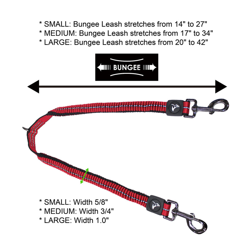 Kruz Double Dog Coupler - KZVX2- Tangle Free Dog Walking and Training Dual Extension Coupler - Comfortable, Shock Absorbing - Reflective Bungee Coupler for Two Dogs Gray Medium: 3/4" x 17" - BeesActive Australia