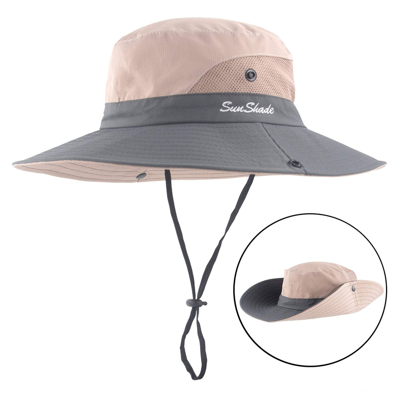 [AUSTRALIA] - Women’s Ponytail Summer Sun Wide Brim Hat Adjustable Foldable Safari Fishing Cap Pink One Size 