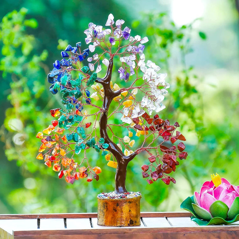 YATSKIA Crystal Tree - Bonsai Tree - Tree of Life - Seven Chakra Crystals - Gemstones - Home Decor - Crystal Necklaces - House Warming Gifts New Home - Spiritual Gifts - Crystal Gifts Seven Chakra (Copper Wire) - BeesActive Australia