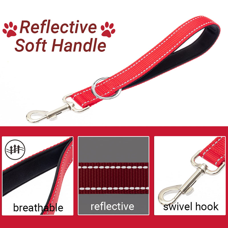 Short Dog Leash - Chew Proof 5 FT Dog Tie Out Cable with Reflective Soft Padded Handle for Training Walking Running Hiking Camping - Heavy Duty Lead Strong Dog Cable for Small Medium Large Dog Red - BeesActive Australia