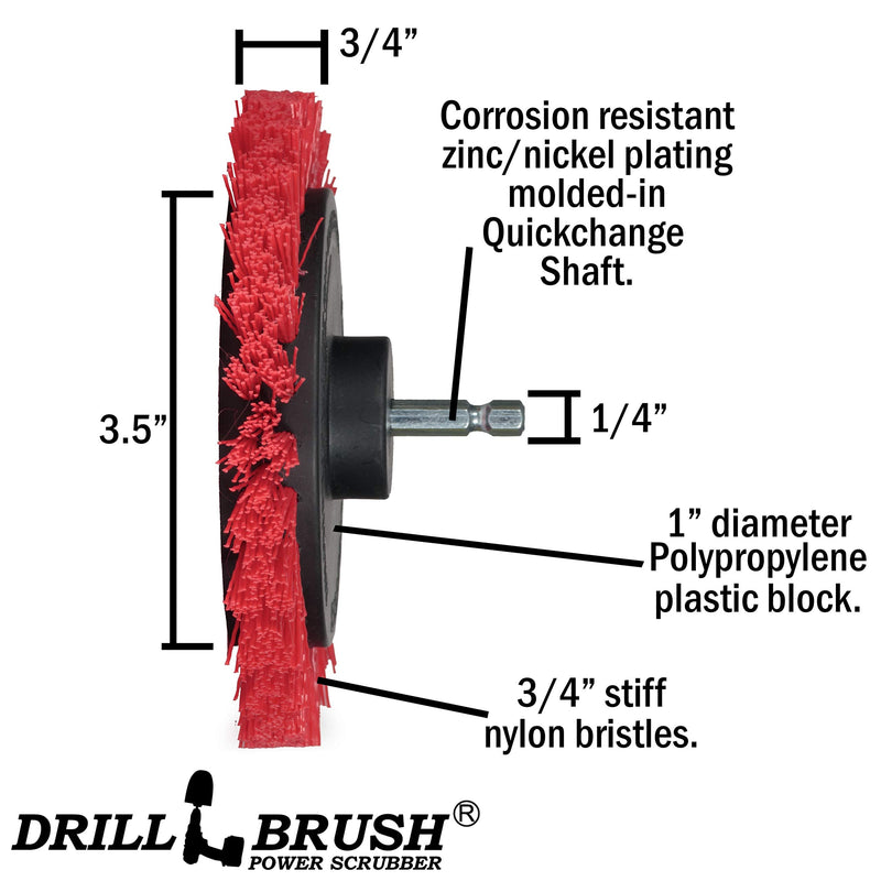 Drill Brush Power Scrubber by Useful Products - Drillbrush 4 Piece Red Stiff Drill Cleaning Brush Set - Outdoor Cleaning Drill Brush Set for Cordless Drill - Siding Cleaner Brush Attachment for Drill - BeesActive Australia