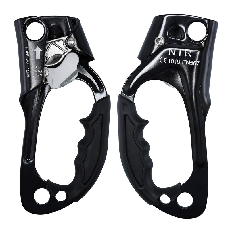 WILDKEN Climbing Hand Ascender Outdoor Mountaineering Tree Arborist Climbing Rappelling Equip Hand Ascender for 8-12MM Rope Left Right Hand Ascender Black 2 - Right - BeesActive Australia