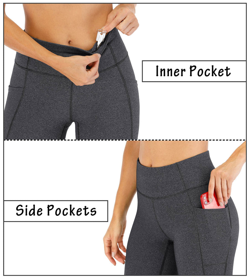 Heathyoga Yoga Pants with Pockets for Women High Waisted Leggings with Pockets for Women Workout Leggings for Women Charcoal Large - BeesActive Australia